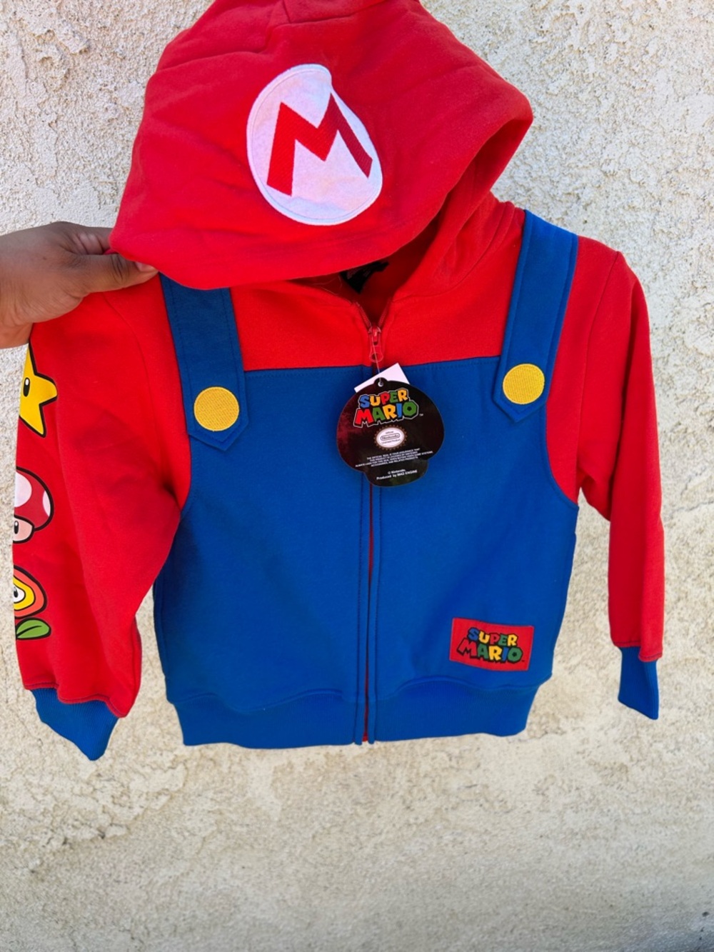 Super Mario Kids Red & Blue Hooded Zip-Up Sweatshirt
